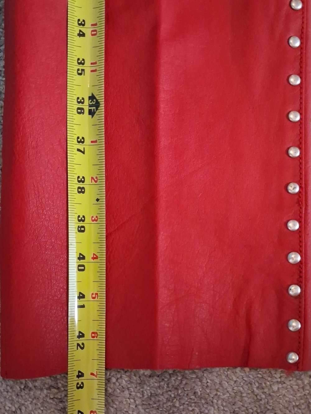 Vintage 2-Piece Harley-Davidson Red Studded Leather Jacket/Pants Set. 2003 (M) - Picture 11 of 16